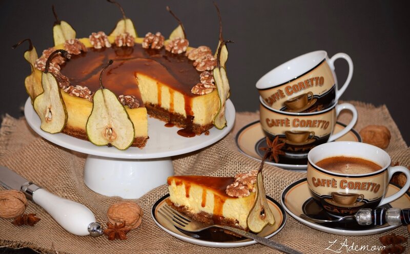 Pear and Walnut Cheesecake
