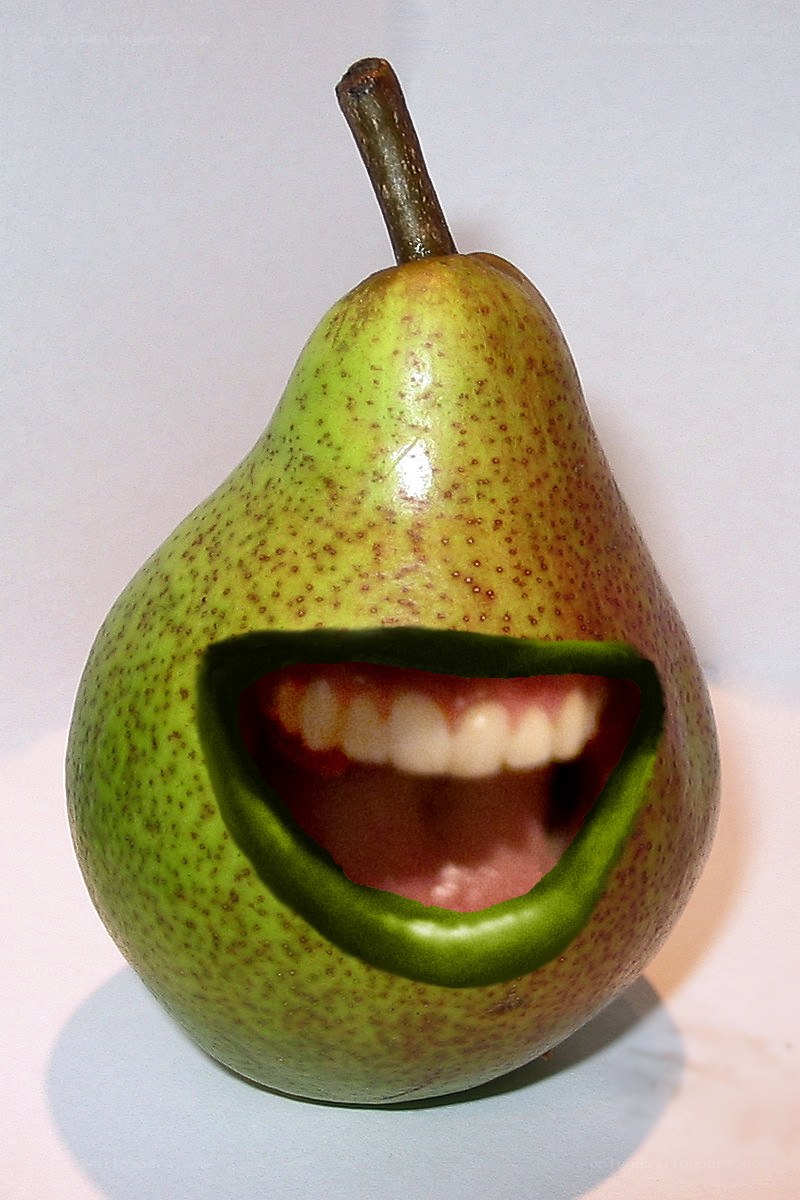 pear with mouth cut out
