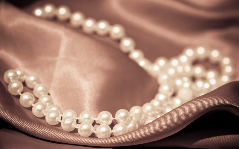 Pearl Necklace on Fabric