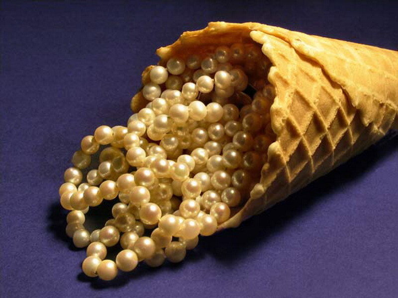 pearls in a waffle cone