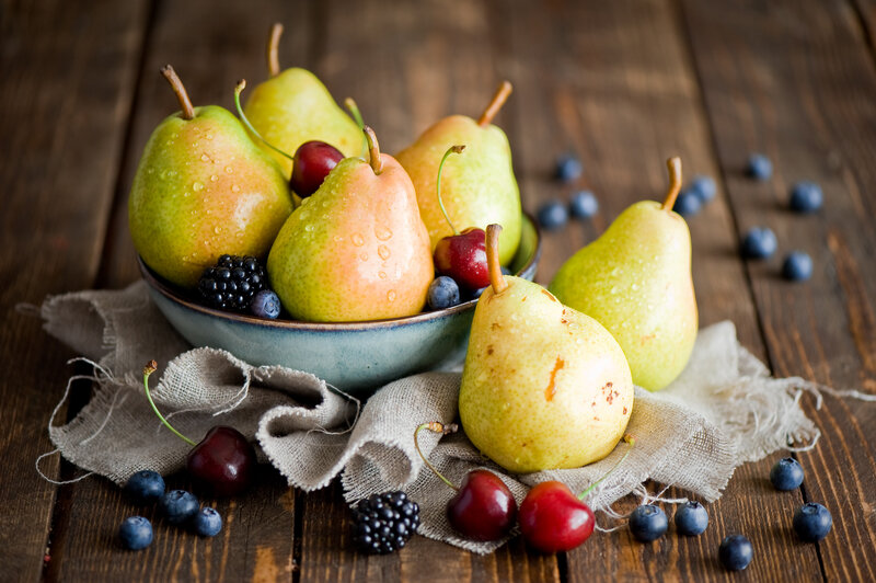 Pears and Berries in Bowl