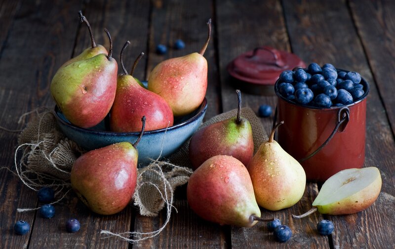 Pears and Blueberries — Brown