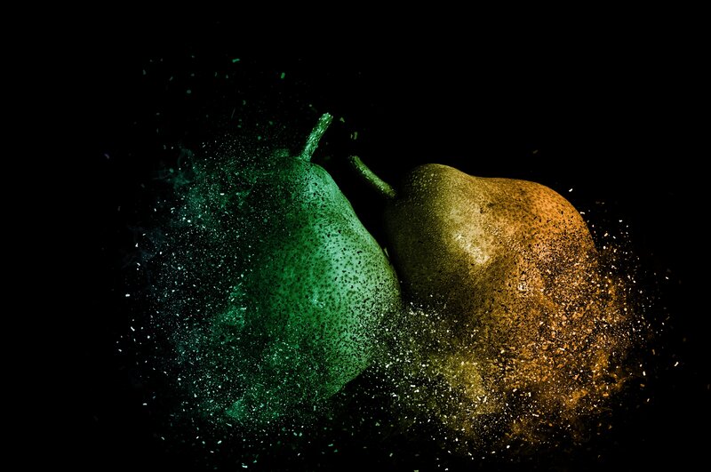 Pears exploding in color