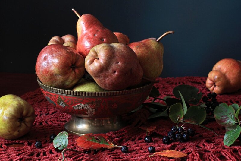 Pears in a Bowl — Red