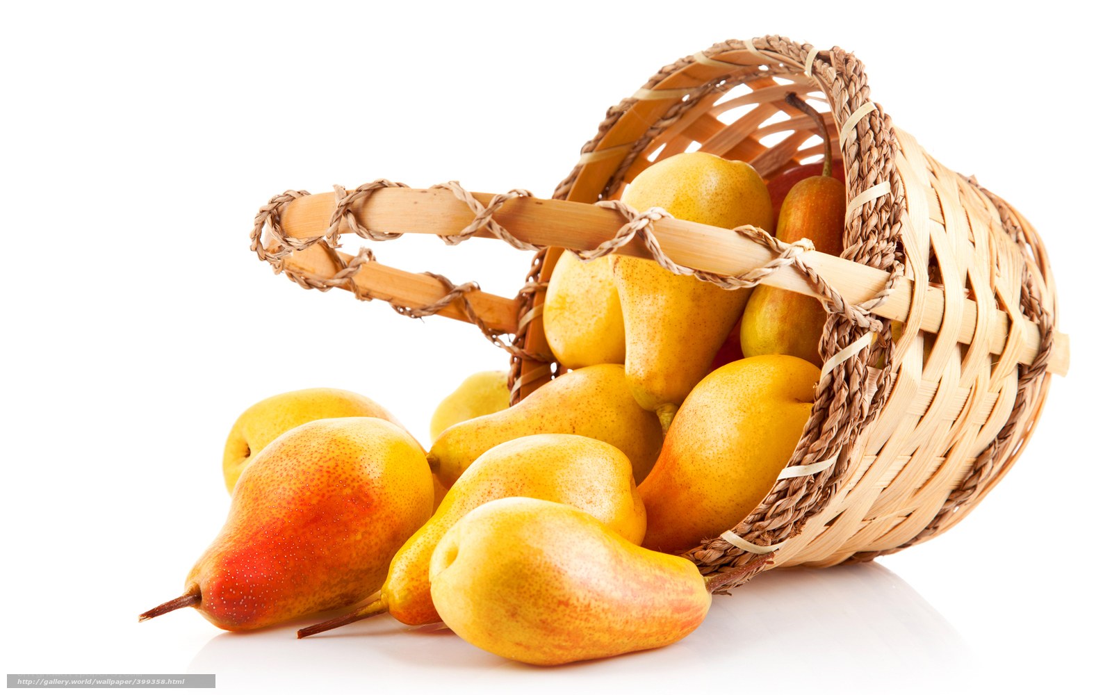 pears in a wicker basket