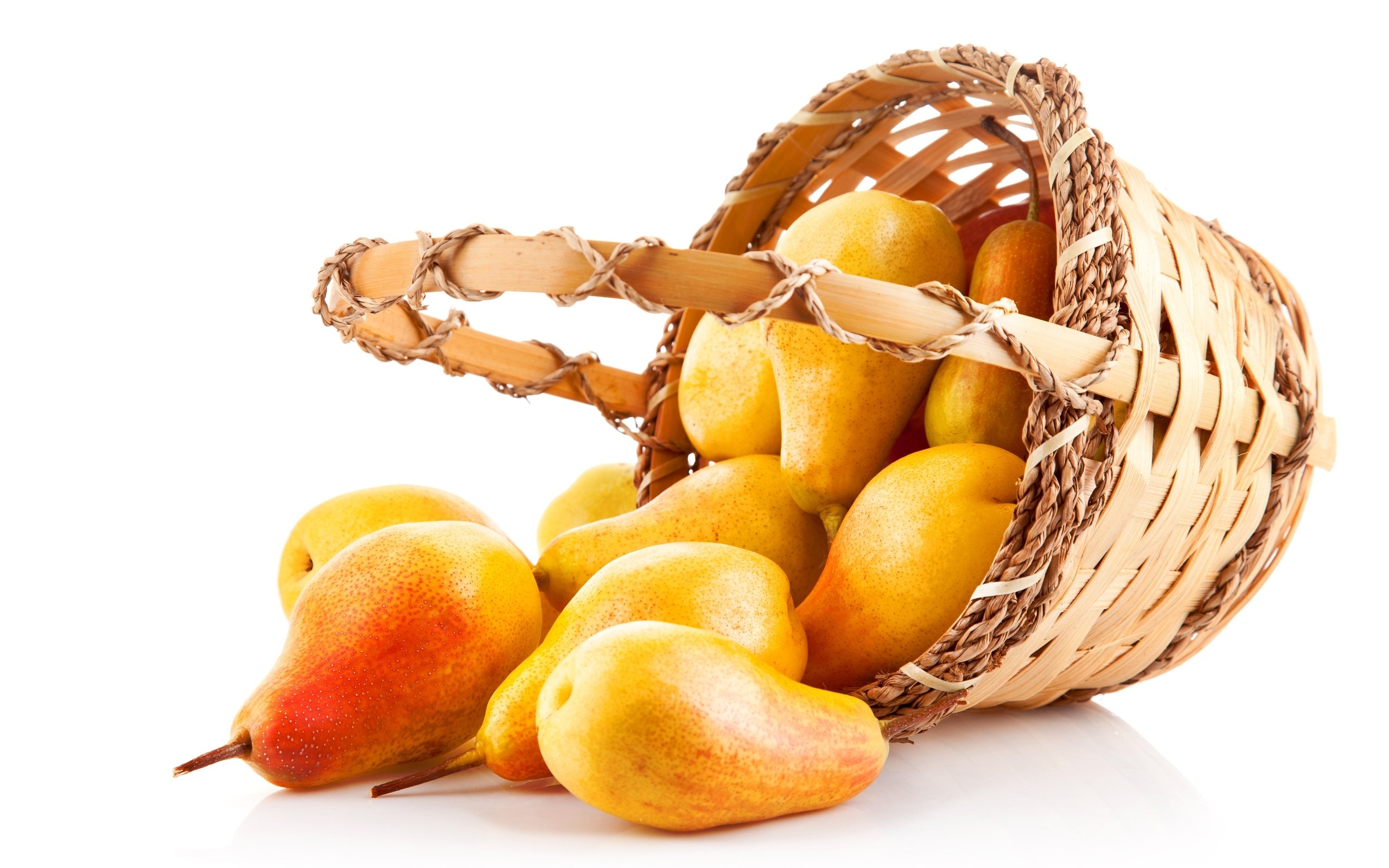 Pears in a woven basket