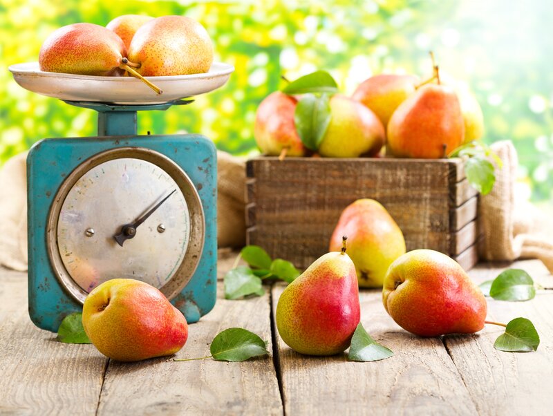Pears on Wooden Table
