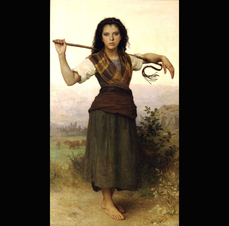 Peasant girl with whip