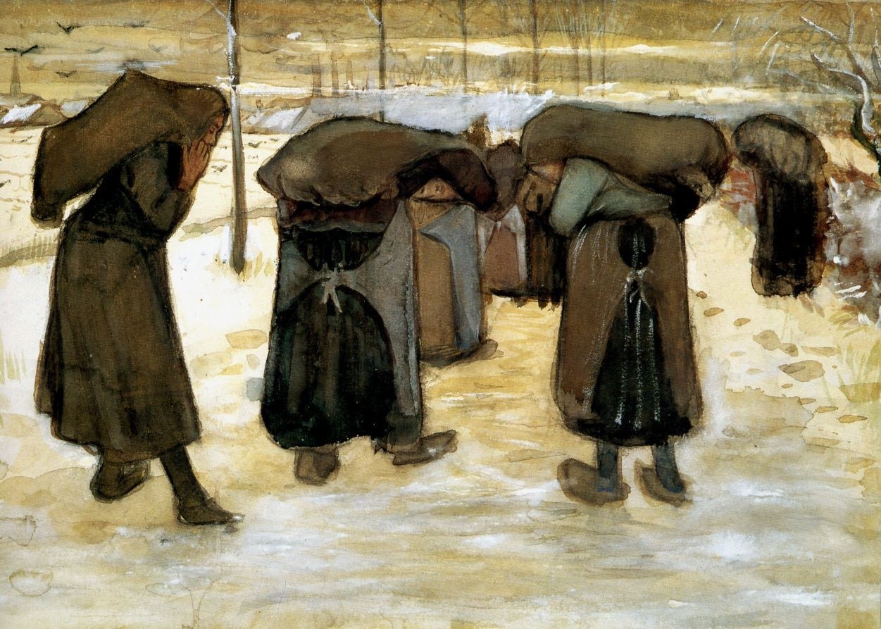 Peasants in the snow