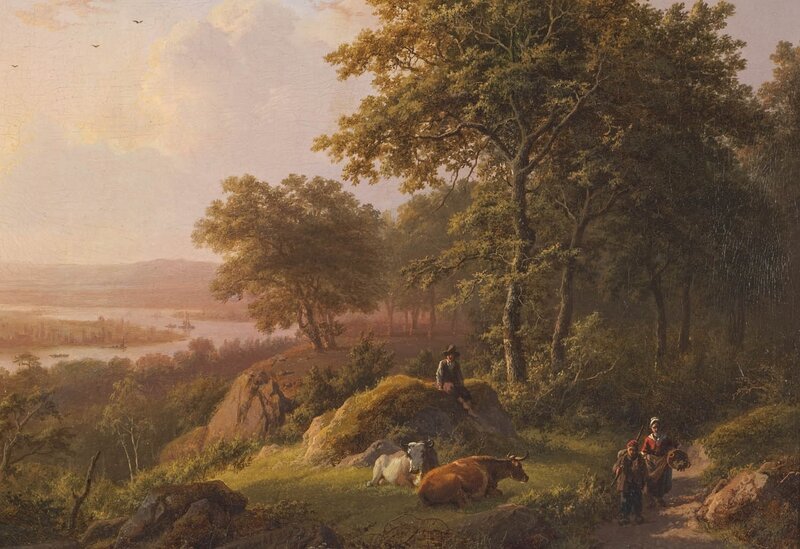 Peasants with Cows in Landscape
