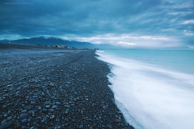 Pebble Beach at Dusk — Blue, Dramatic