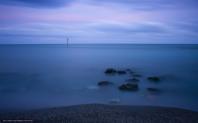 Pebble Beach at Dusk — Blue, Serene, Night