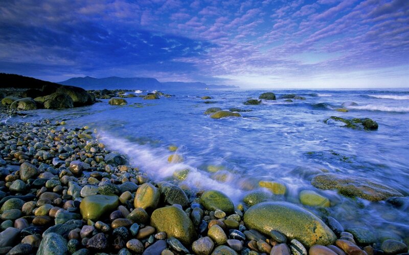 Pebble Beach at Dusk — Blue