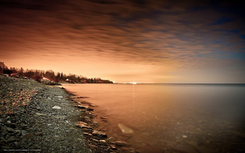 Pebble Beach at Dusk — Orange, Serene