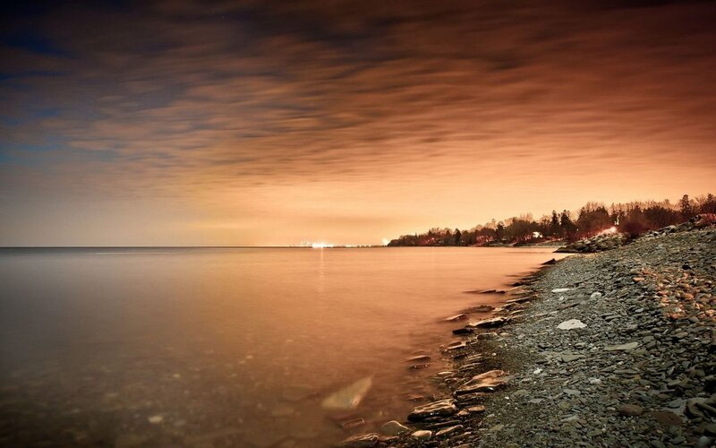 Pebble Beach at Dusk — Orange