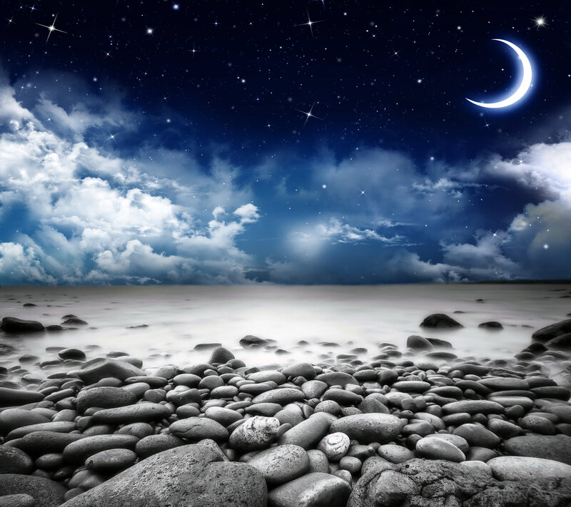 Pebble Beach at Night — Blue