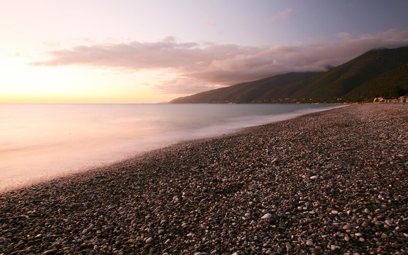pebble beach at sunset
