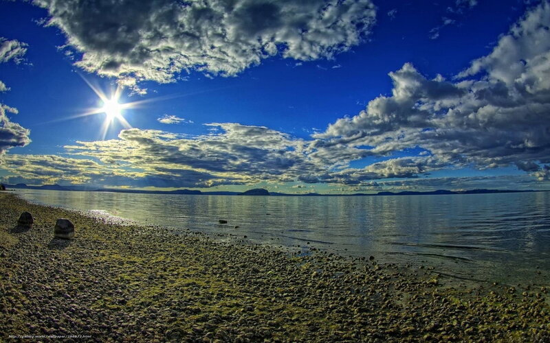 Pebble Beach at Sunset — Blue, Dramatic, Photograph, Sun, Clouds