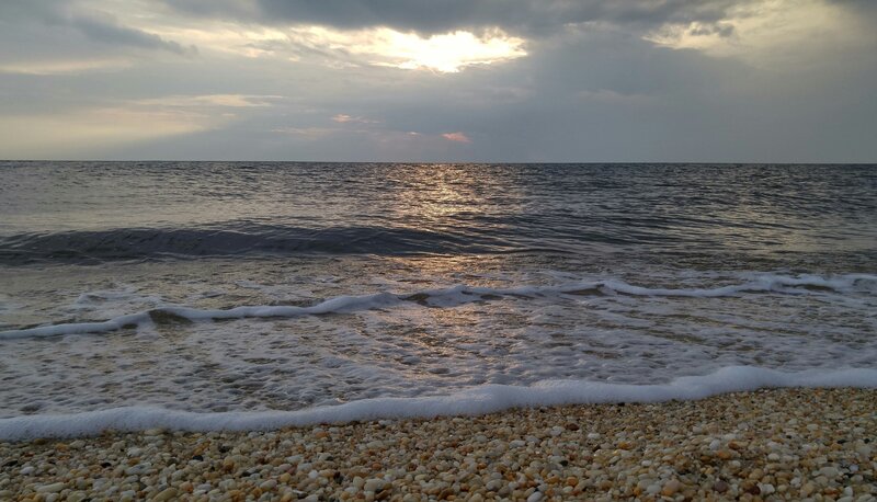Pebble Beach at Sunset — Gray, Serene, Photograph