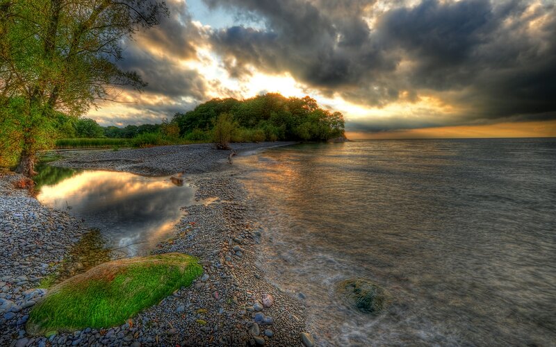 Pebble Beach at Sunset — Green