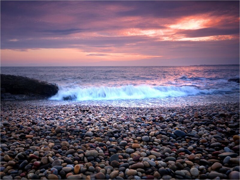 Pebble Beach at Sunset — Purple