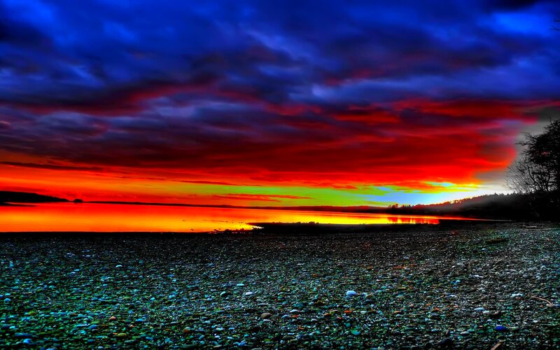Pebble Beach at Sunset — Red