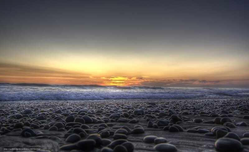 Pebble Beach at Sunset — Yellow, Serene