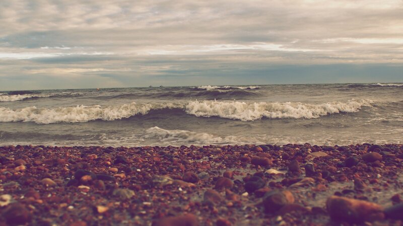 pebble beach with gentle waves