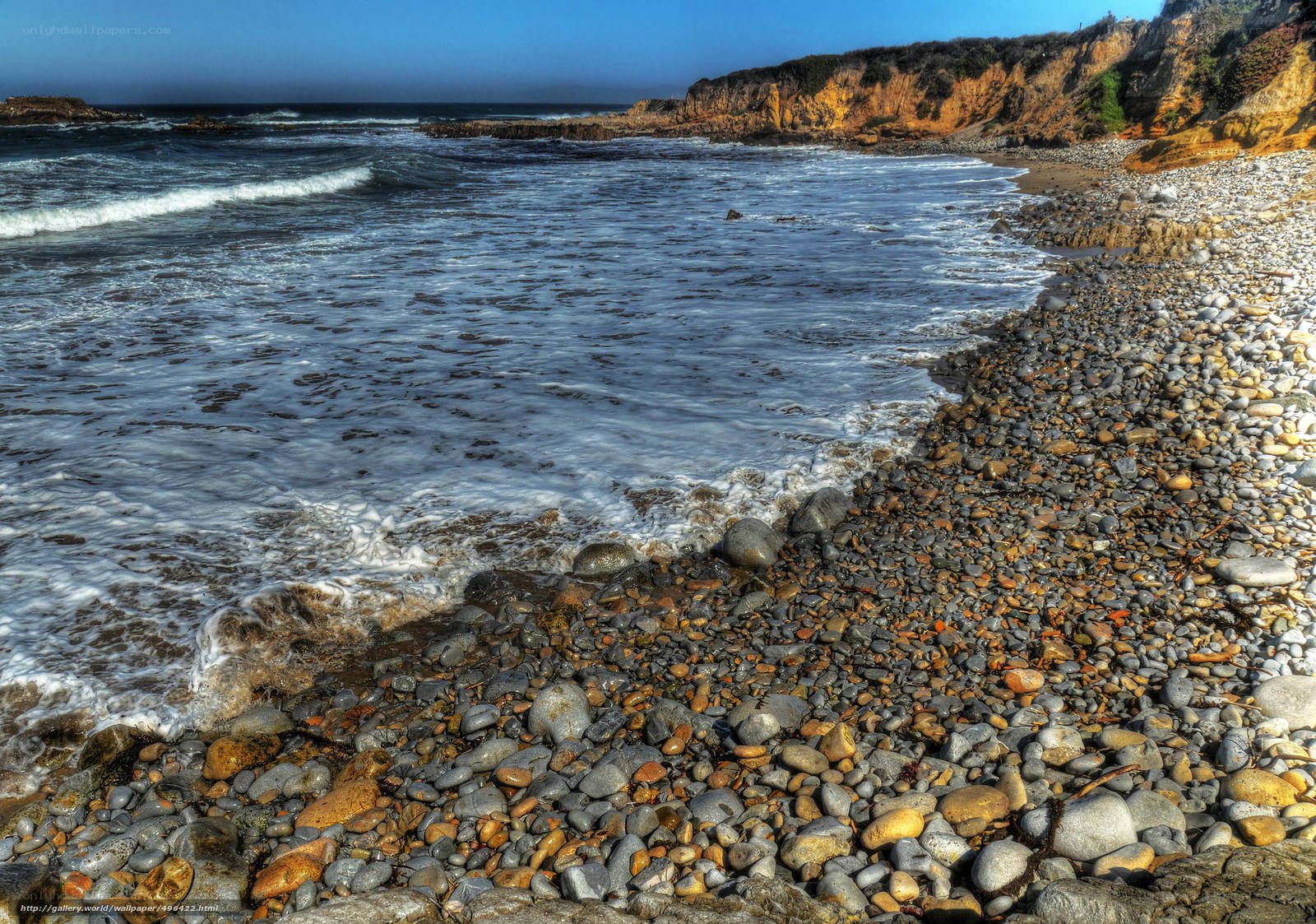 pebble beach with ocean waves