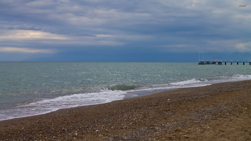 Pebble Beach with Pier — Blue