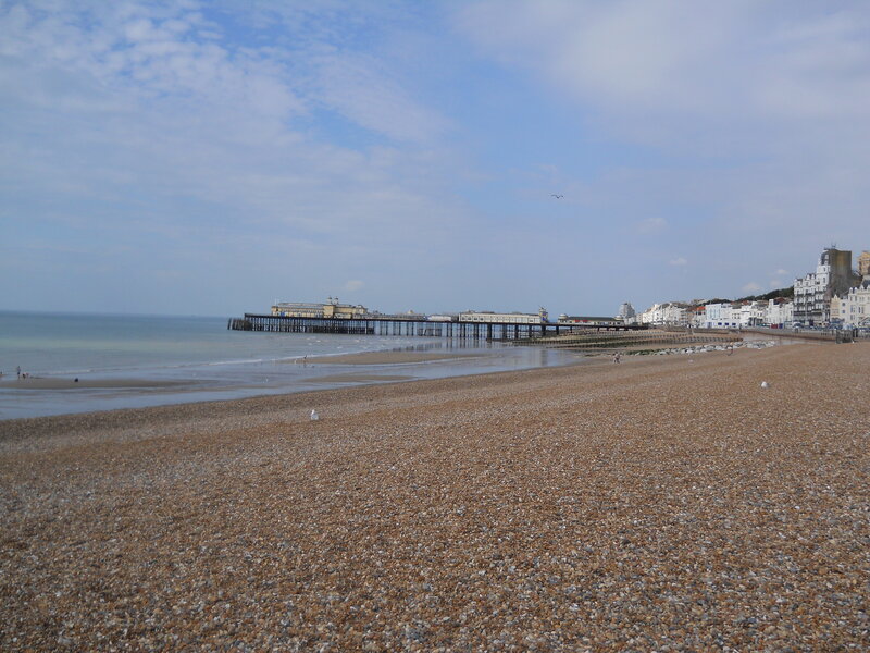 Pebble beach with pier