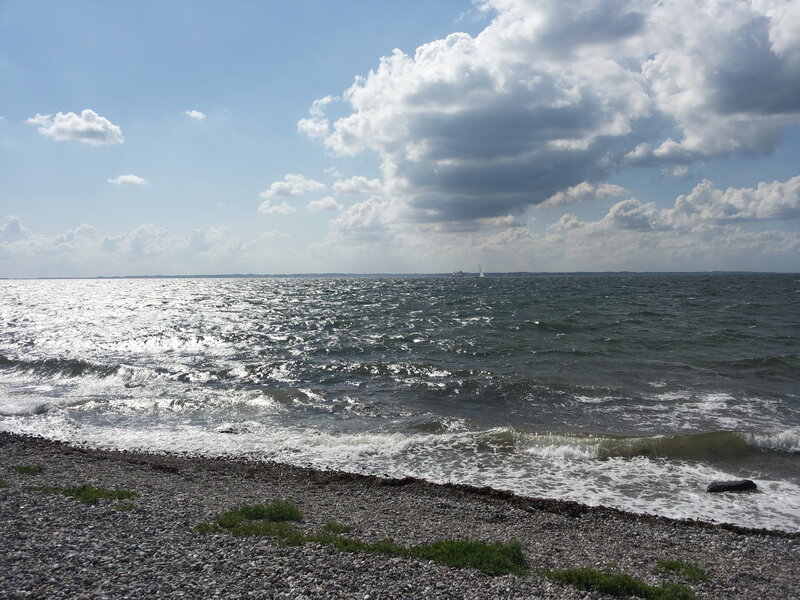 Pebble Beach with Waves — Blue, Calm, Afternoon