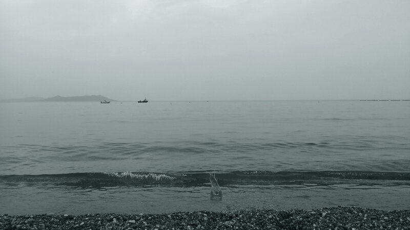 Pebble Beach with Waves — Gray, Calm