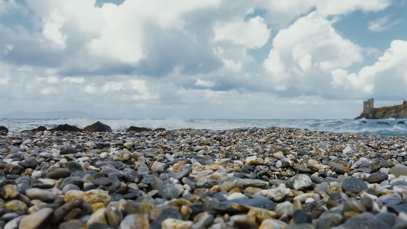 Pebble Beach with Waves — Gray, Dramatic