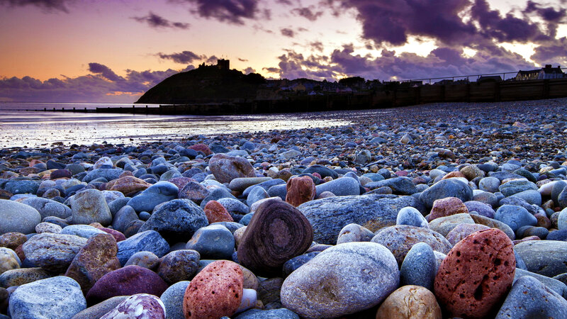 Pebbled Beach at Sunset — Purple