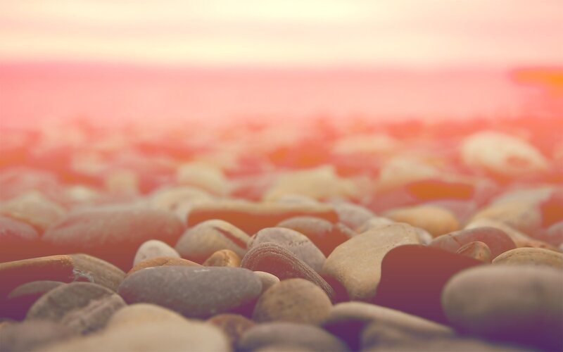 pebbles at sunset