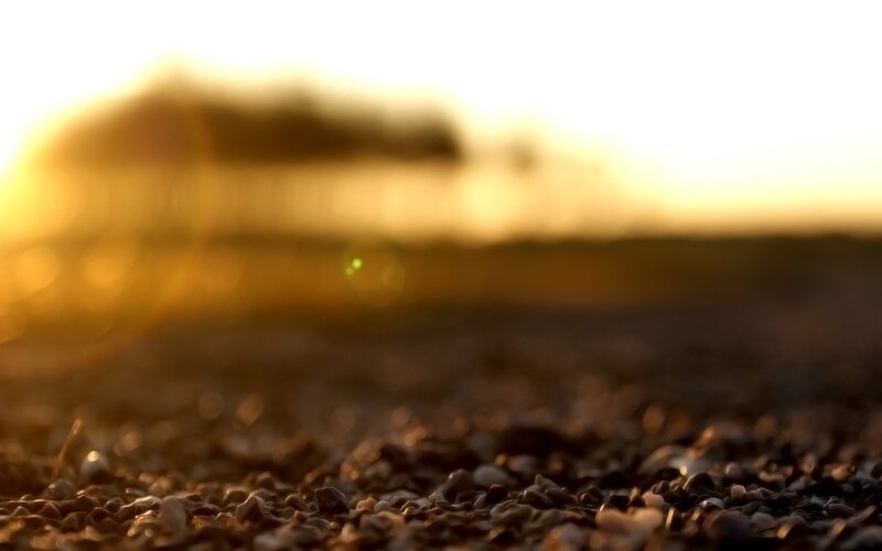 pebbles at sunset