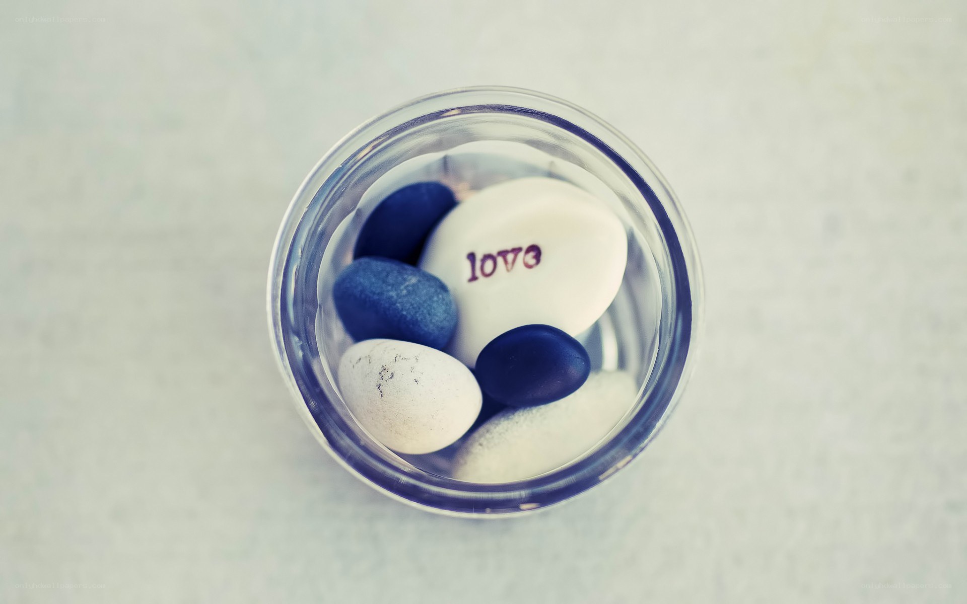 pebbles in a glass jar
