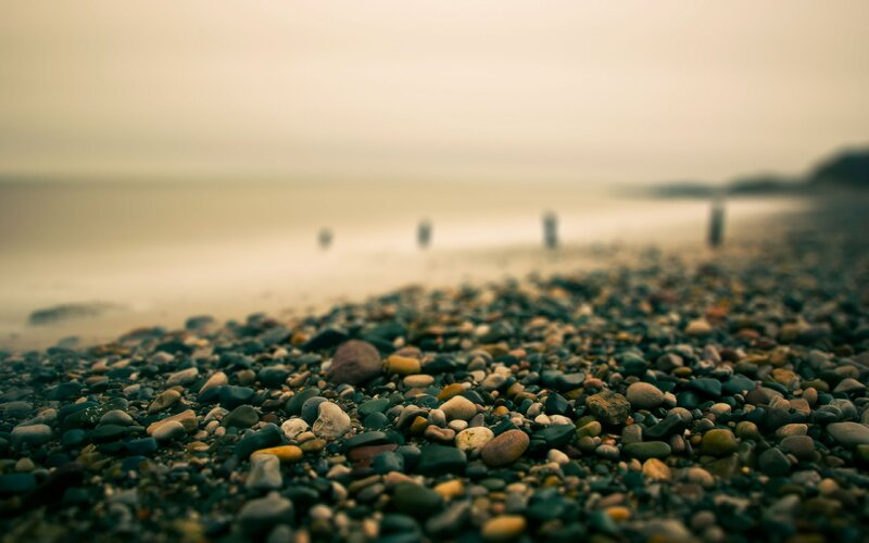 Pebbles on a Beach — Gray, Calm, Morning