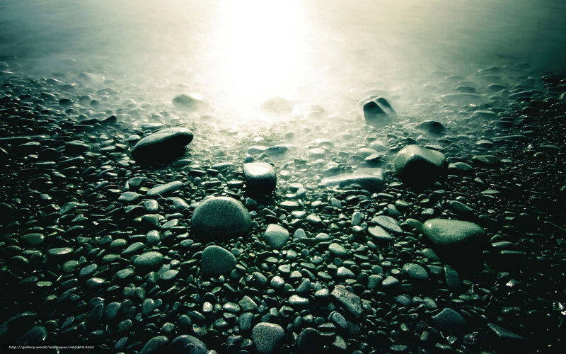 Pebbles on a Beach — Green, Serene
