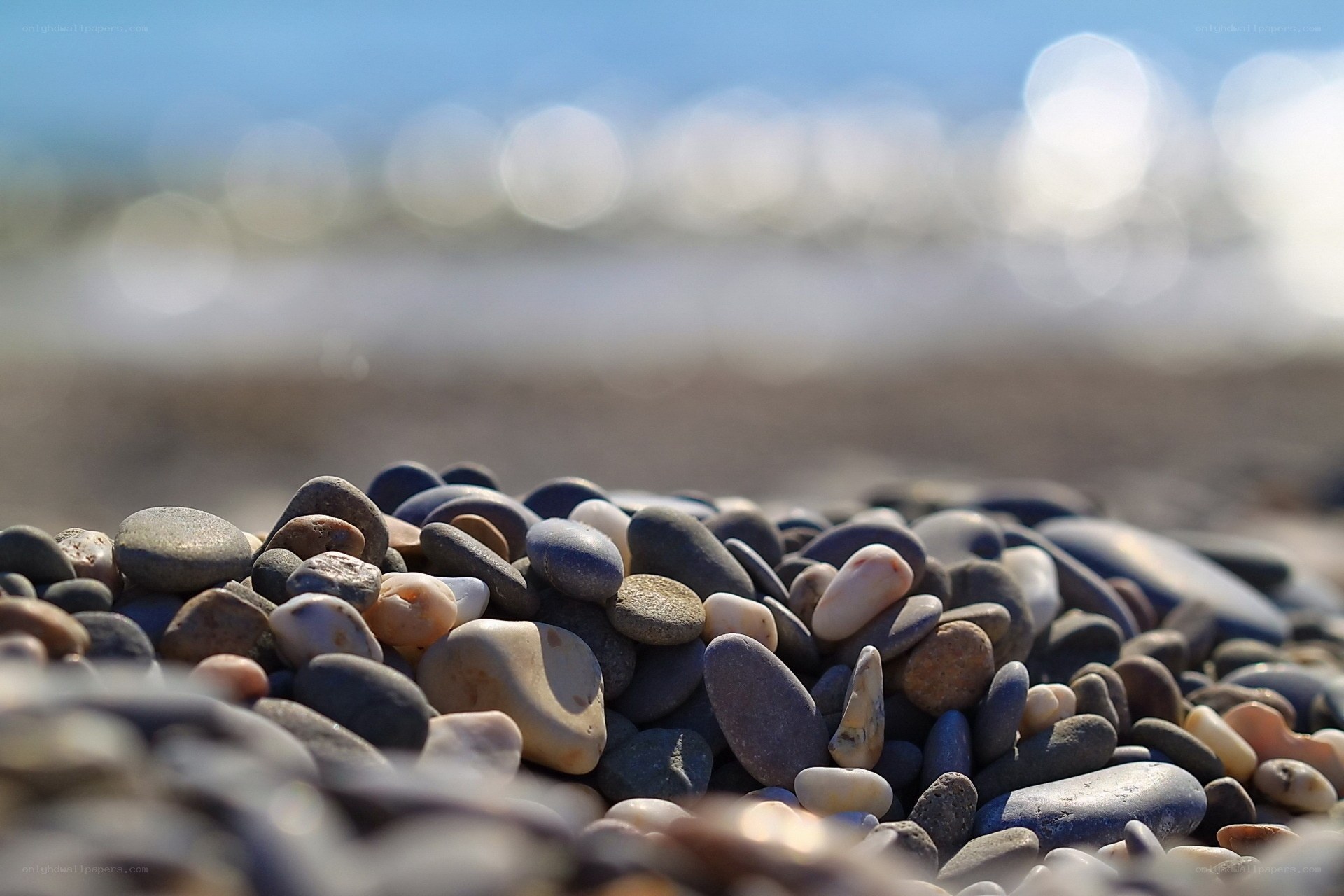 pebbles on a sunny beach