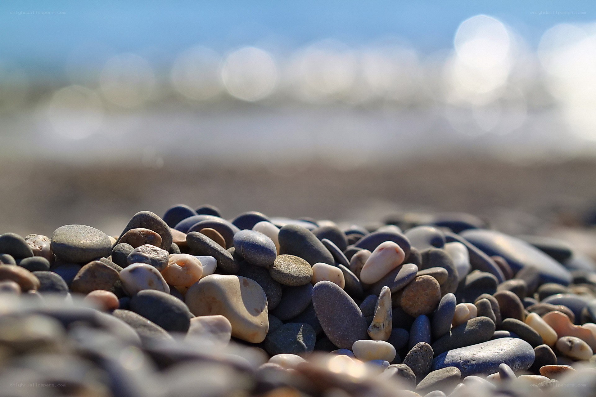 pebbles on a sunny beach