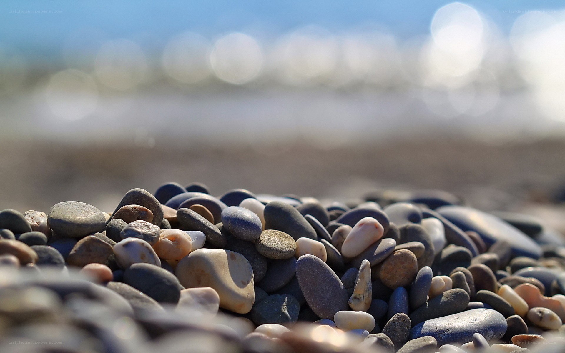 pebbles on a sunny beach