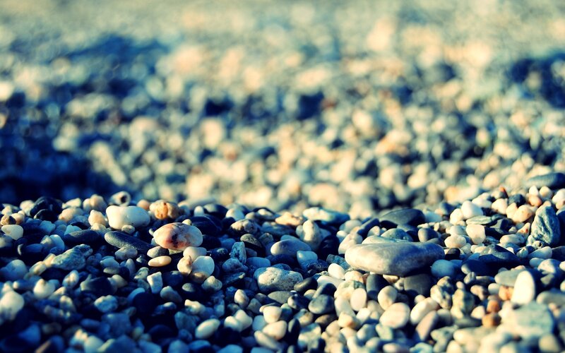 Pebbles on Beach — Blue, Calm