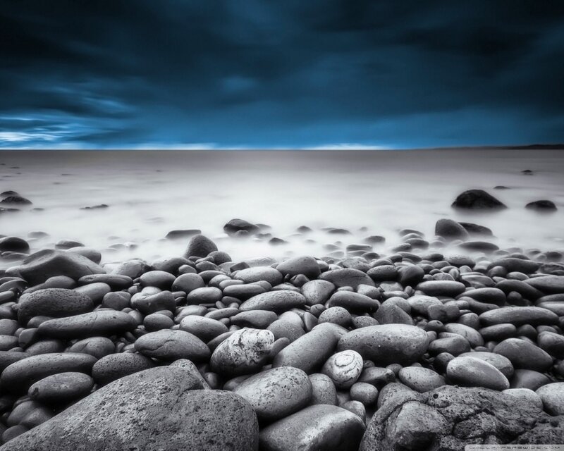 Pebbles on Beach — Blue, Dramatic