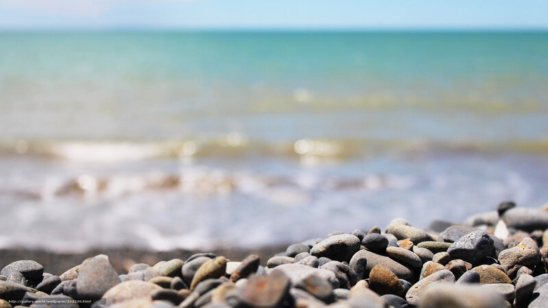 Pebbles on Beach — Blue, Serene