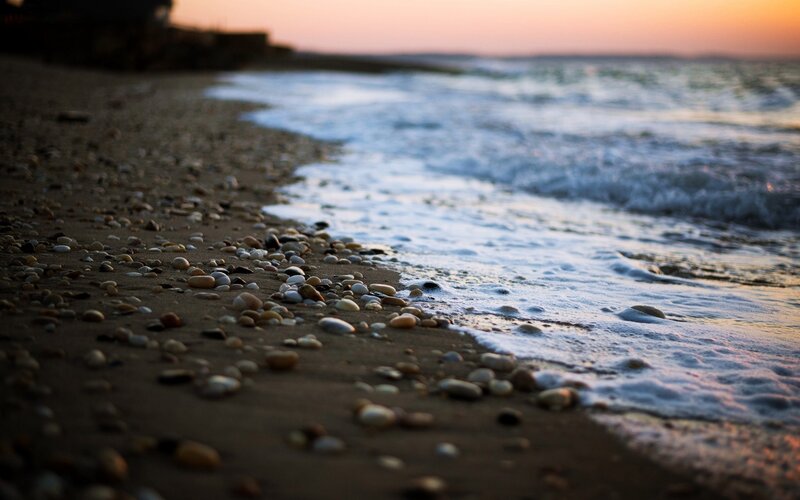 Pebbles on Beach — Brown, Serene