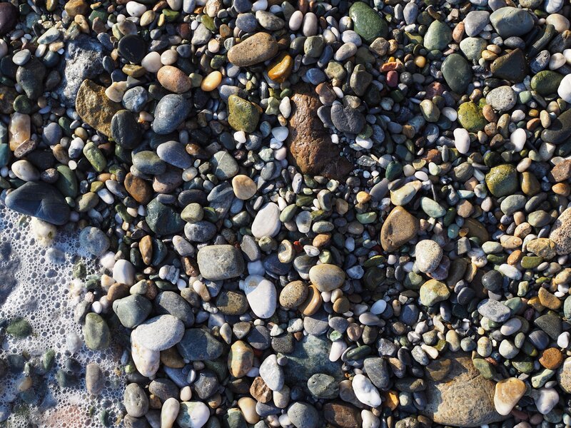 Pebbles on Beach — Gray, Calm, Afternoon