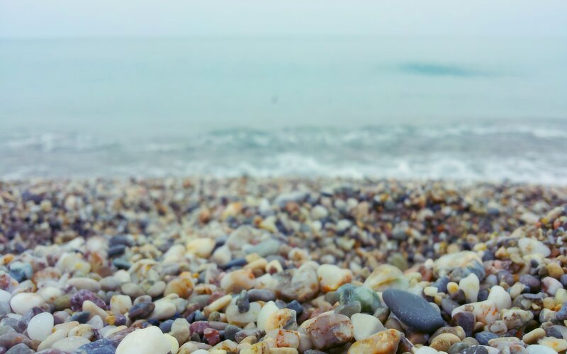 Pebbles on Beach — Gray, Calm