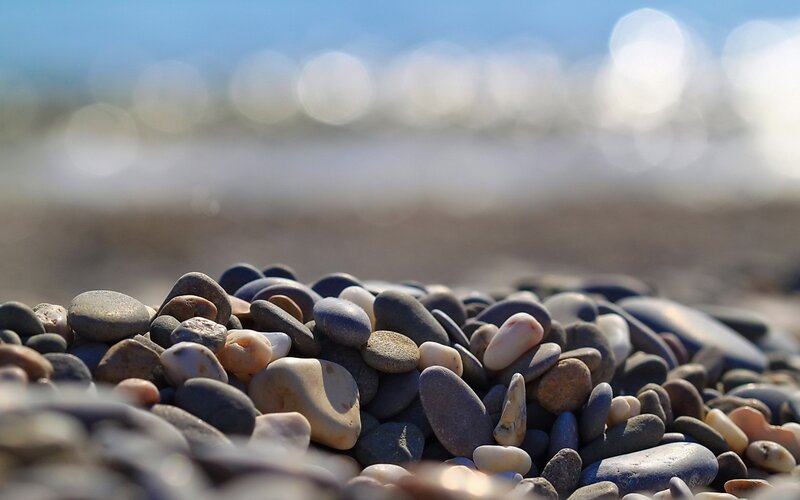 Pebbles on Beach — Gray, Serene, Afternoon, Photograph